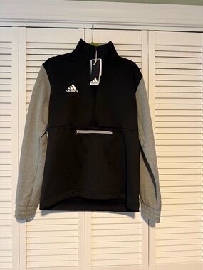 adidas Black Pullover with Gray Zip Accent